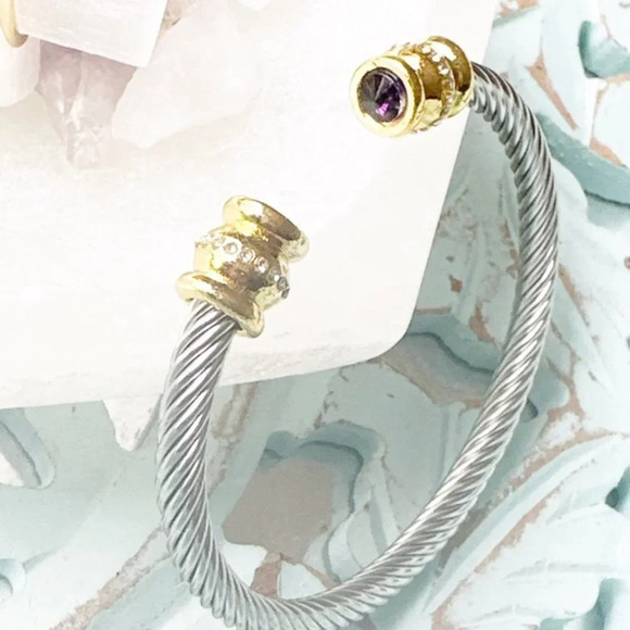 Alquimia Silver and Gold Bracelet with Purple Accent - Picture 1 of 3